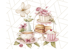 Pastel Tea Clip Art PNG with Sweets and Floral Accents Png Product Image 2