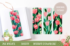 Pink Tulips Bookmark Designs, Spring Bookmarks Product Image 1