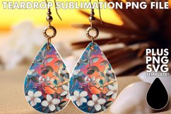 Sublimation Artistry: Teardrop Earrings in Bloom Product Image 1