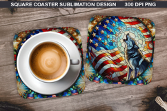 Vibrant Fox Coaster Sublimation, 4th Of July Coaster PNG Product Image 1