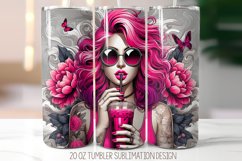 Floral Girl Tumbler Sublimation Design | 20oz Skinny Tumbler Product Image 1
