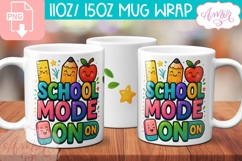 School mode on mug Wrap PNG, cute teacher mug wrap PNG Product Image 2