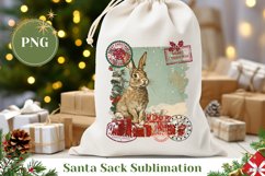 Vintage Christmas Hare Santa Sack Design, Christmas Gift Bag Product Image 1
