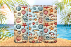 3D Puff Sea shells Summer Tumbler Wrap PNG Sublimation Product Image 1