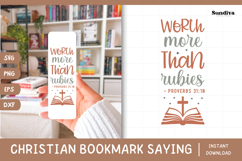 Christian Bookmark Saying SVG | Worth More Than Rubies Product Image 1