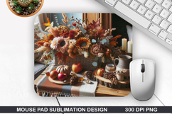 Flowers Mouse Pad Sublimation, Autumn Mouse Pad PNG Design Product Image 1