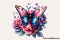 Butterfly Flowers Clipart PNG Product Image 1