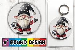 Christmas Gnome Design Keychain Round Watercolor Product Image 1