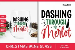 Christmas Wine Glass Quote SVG | Dashing Through Merlot Product Image 1