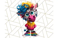 Funky Safari Animals PNG Clipart With Rainbow Hair, Cute Png Product Image 2