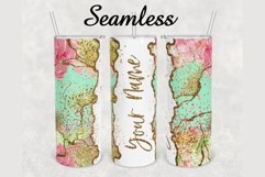 Floral Gold Glitter Agate 20 oz sublimation design tumbler Product Image 1