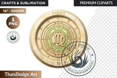 Virgo Alchemical Zodiacs Clipart Magic Horoscope Coins, fant Product Image 1