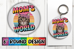 Whimsical Circle Keychain Sublimation, Cat Lover Product Image 1