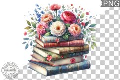 Books Flowers Sublimation- Clipart PNG Design Product Image 1