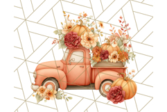 Vintage Truck Pumpkin and Fall Flowers PNG Clipart, Autumn Product Image 2