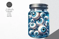 Halloween clipart, Glass jar, Eyes, Autumn clipart Product Image 1
