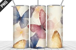 3D Butterfly 20 oz Tumbler Design| Butterfly Flower Tumbler Product Image 3