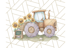 Fall Tractor Clipart PNG, Vintage Tractors With Pumpkins Product Image 2