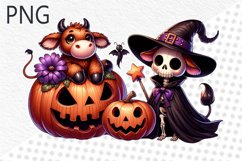 Halloween Cow Sublimation - Clipart PNG Design Product Image 1