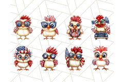 Funny USA Chickens Png, July Red White Blue Farm Clipart Png Product Image 2