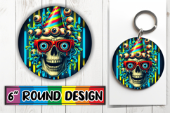 Bright Circle Sublimation Keychain PNG, Skull Product Image 1