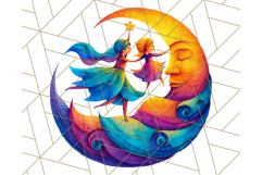 Whimsical Celestial Moon and Stars Clipart Constellation Png Product Image 2