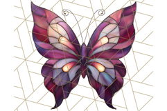 Stained Glass Butterfly PNG Colorful Clipart for Sublimation Product Image 2