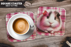 Hamster, Pets &amp; Animals, Buffalo Plaid Square Coaster PNG Product Image 1