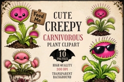 Cute Creepy Carnivorous Plant Clipart PNG, Kawaii Venus Product Image 1