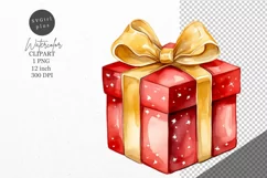 Christmas clipart, Gift box clipart, Winter clipart Product Image 1