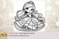 PRINCESS in a beautiful dress, kids Coloring Pages png Product Image 1