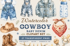 Cowboy Baby Denim Clipart Bundle Product Image 1