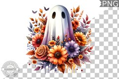 Halloween Ghost And Flowers Sublimation - Halloween Clipart Product Image 1