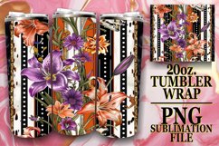 3D Leopard and Flower Pattern Tumbler Wrap Designs Product Image 1