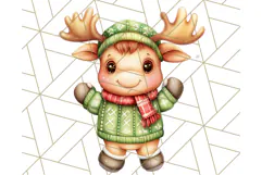 Vintage Christmas Clipart PNG, Cute Animals Holiday Elements Product Image 2