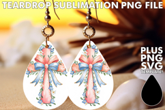 Stylish Teardrop Earrings Art PNG, Flower Cross Product Image 1