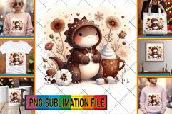 Cheerful PNG Sublimation Art, Cute Dino Product Image 1