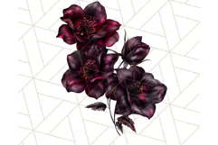Gothic Floral PNG, Dark Aesthetic Flowers Clipart Print Product Image 2
