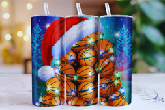 Merry Basketball Tumbler Wrap | Christmas Wrap Product Image 1