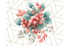 Coral and Aqua Christmas Clipart PNG, Pastel Holiday Art Product Image 2