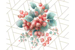 Coral and Aqua Christmas Clipart PNG, Pastel Holiday Art Product Image 2