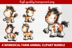 4 Whimsical Farm Animal Clipart | Cute Farm Animals PNG Set Product Image 1