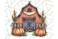 Fall Town Building Clipart PNG, Autumn Home Decor Scenes Product Image 2