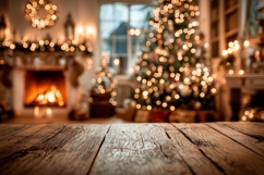 Christmas Lights Background PNG, Winter Fireplace Background Product Image 1