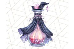 Gothic Fairy & Potion Clipart, Dark Fantasy PNG Printable Product Image 2