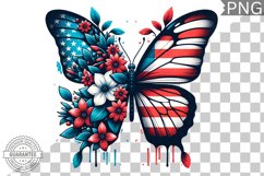 4Th Of July Flora Butterfly - Sublimation 4th of July PNG Product Image 1