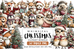 Whimsical Christmas Clipart Bundle | Cute Holiday PNG Set Product Image 1