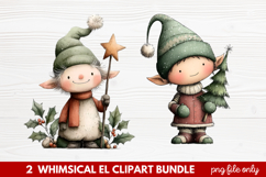 Whimsical Elf Clipart | Cute Christmas Elf PNG Illustration Product Image 1