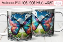 Magical butterfly mug wrap PNG design for sublimation Product Image 1