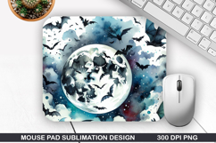 Flying Bats Mouse Pad, Halloween Mouse Pad PNG Design Product Image 1
